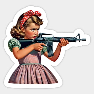 The Little Girl and a Toy Gun Sticker